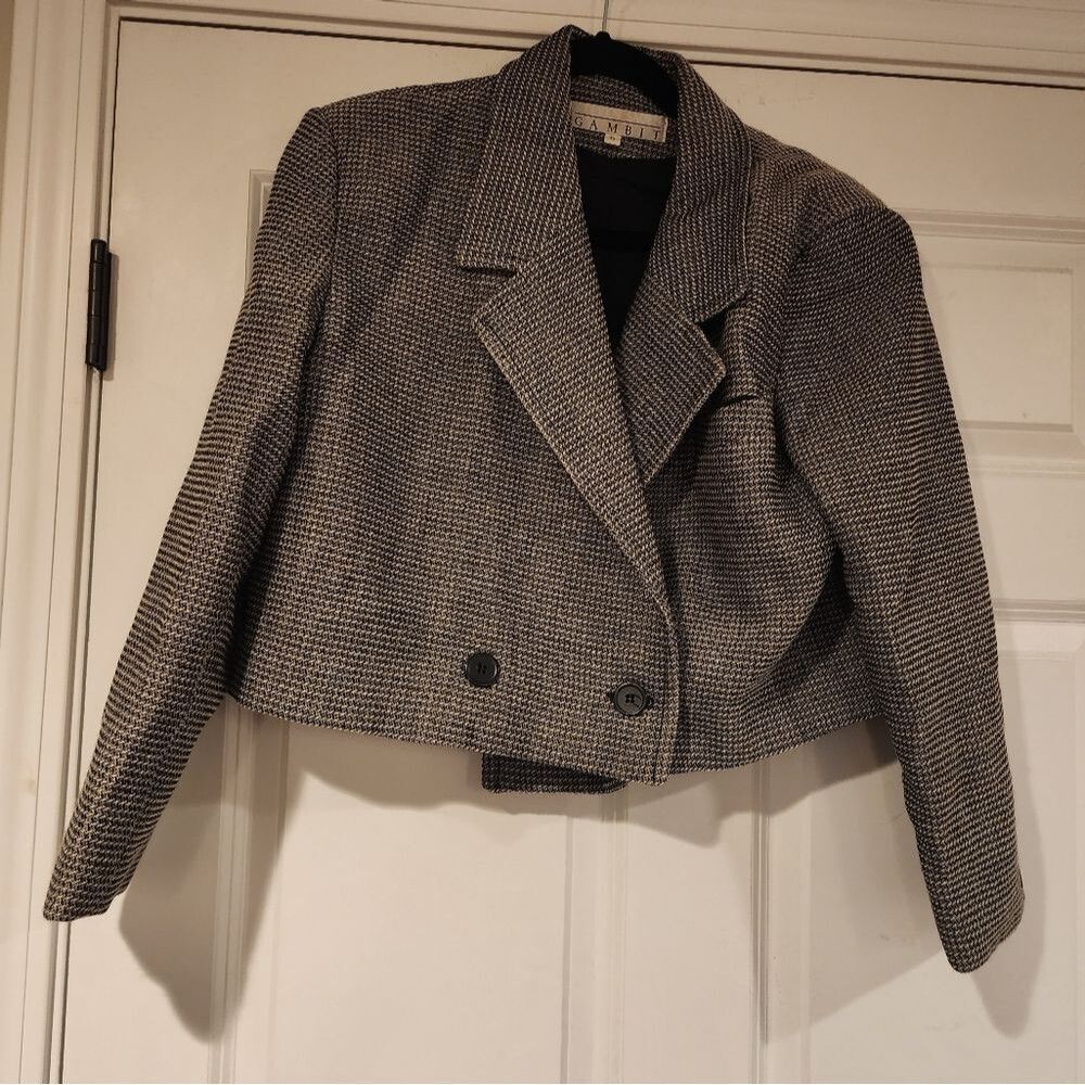 Steven Saden Gambit black and white slightly cropped Jacket Size 6